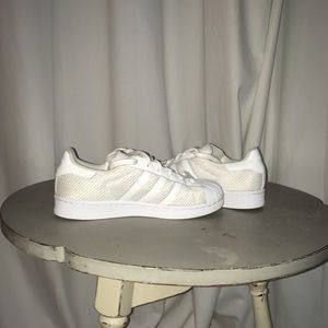 All white Adidas Superstars Special Edition Mesh